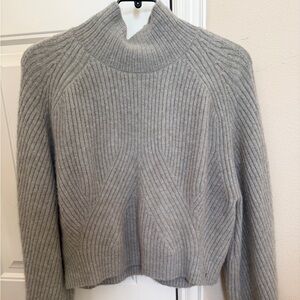 Weekday Gray/Beige Ribbed Turtleneck Wool blended Sweater